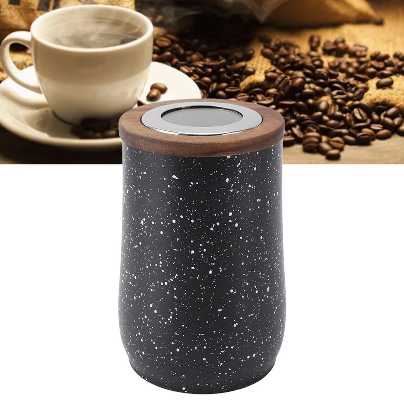 Coffee Bean Canister Airtight Stainless Steel Visible 800ml with Spoon