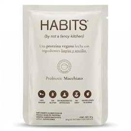 HABITS BY NOT A FANCY KITCHEN | Proteína Vegetal en Polvo | Macchiato | 16 Sobres Cont. Net 30.5g | 23.5 g de Proteína Por Porción | Sin Azúcares Añadidos, Fuente de BCAAs, No GMO - 16 Porciones