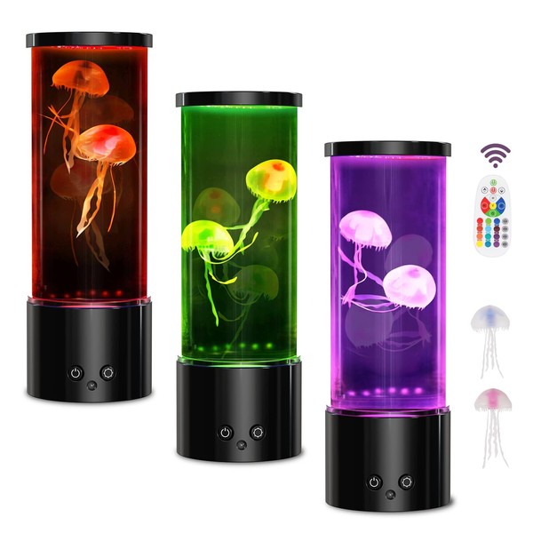 AONESY Jellyfish Lamp, 17 Color Changing Jelly Fish Tank Mood Lamps for Home Office Room Desktop Decoration, Jellyfish Aquarium Night Light Christmas Gifts for Kids Teens Girls Boys Adults