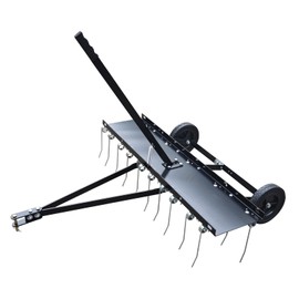 Hipicute Tow Behind Dethatcher, 48 Inch Tow Dethatcher with 24 Spring Steel Tines, Lawn Dethatcher Rake for ATV Mower, Tow Behind Lawn Rake with Lift Handle for Garden Farm Grass