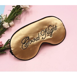 WIZBIOTECH Sleep Mask, 100% Real Natural Good Night Eye Mask with Adjustable Strap, Blocks Light with Eyes Sleep Protection - Gold & Black