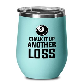 Billiard Teal Edition Wine Tumbler 12oz - Chalking up - Pool Player Gifts Table Rail Balls Chalk Cue Sticks