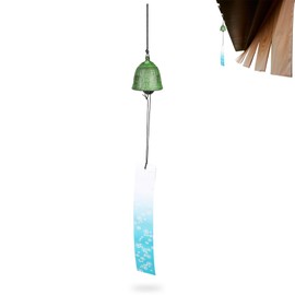 Japanese Wind Chime, Iwachu Cast Iron Lucky Wind Bell, Feng Shui Bell, Temple Garden, Farmhouse, Roof Eaves, Wind Bell, Memorial Wind Chime, Green Garden Wind Chimes Hanging