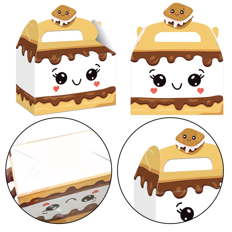 S'mores Treat Boxes 12pcs Cute Campfire Themed Party Favor Boxes