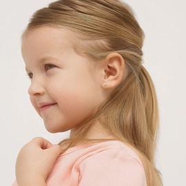 Gold Plated White Simulated Pearl Screw Back Earrings for Babies, Infants, and Toddlers 3mm - Classic White Simulated Pearl Baby Earrings with Safety Screw Backs