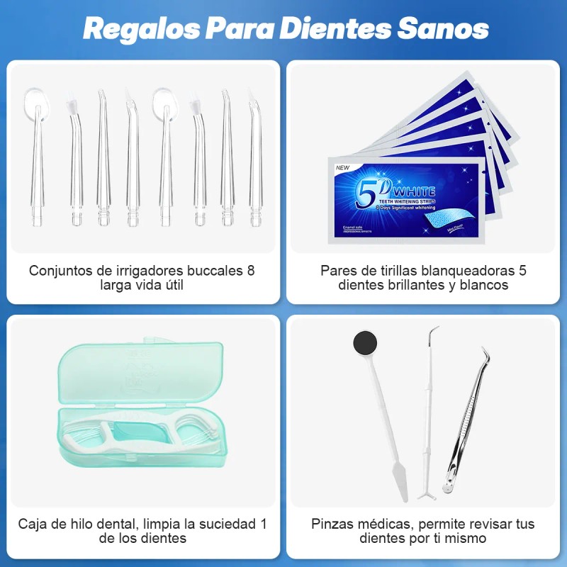 16pz Irrigador Bucal Portatil Agua Dientes Blancos 3mod Ipx7