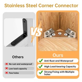 20 Pcs Corner Connector, Stainless Steel Angle Brackets, Corner Brackets for Wood, Furniture Bracket with Screws, Metal Bracket for Shelf Cabinet Wood Desks Table Chair Triangle Support Frame