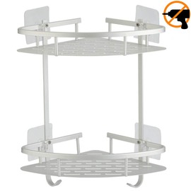Hawsam No Drilling Bathroom Corner Shelves, Aluminum 2 Tier Shower Shelf Caddy Adhesive Storage Basket for Shampoo (Corner)