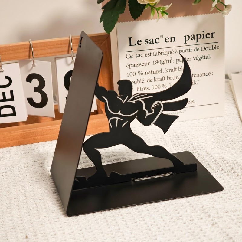Superhero Metal Bookend – 6.5 Inch Heavy-Duty Book Holder with