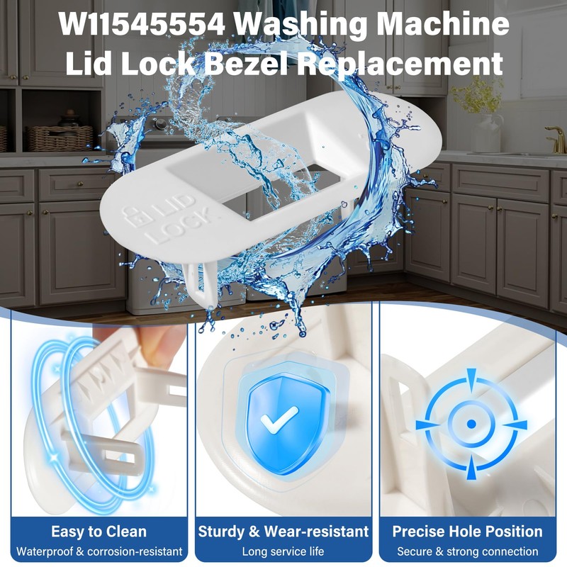 W11545554 W11559688 Washer Lid Lock Bezel Replacement Compatible with Whirlpool