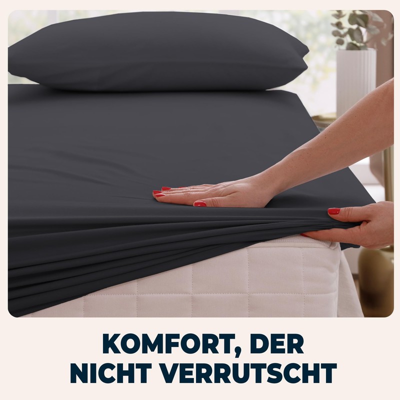 Flowen Fitted Sheet 180 x 200 cm Microfibre Fitted Sheet