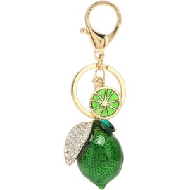 Llavero de Limón Pequeño, Little Lemon Keyring, Metal Fuerte Little Lemon con Diamantes de Imitación Colores Exquisitos Llavero de Limón para Llavero Billetera(Verde)