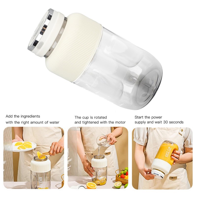 Portable Blender Cup, 1.2L Electric USB Juicer Blender with Dual