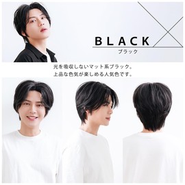 TefuRe Men's Wigs, J-hair Members, 2024 Novelty Style, Men's Wig, Black, Divided Center, Natural Wig, Center Part Short, Korean Pure Black MEN-003-PBk