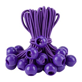 Cartman 30 Pack 6 Inch Ball Bungee Cords Canopy Ties with Elastic String for Canopy, Tarp, Straps, Tent, Pure Purple