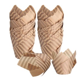 sourcing map 150 Pcs Tulip Baking Cups Cupcake Muffins Liners Paper Greaseproof Wrappers for Wedding Birthday Party Festivals Christmas, Brown