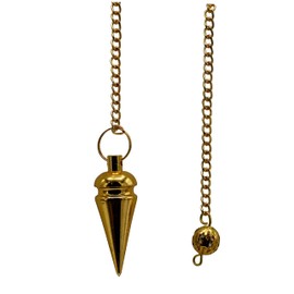 Péndulos de metal curativo para adivinación, anillo de cabeza dorado, cono de acero, péndulo de cobre de alta energía, péndulo de Bronce de mesa MP43