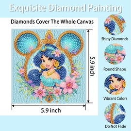 nekpiahu 6 Pack Diamond Art Painting Kits for Kids,Cartoon Diamond Art for Kids Ages 4-8-12,Cartoon Gem Kit Crafts Beginners for Gift Home Wall Decor(6x6inch)
