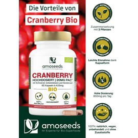 Cranberry Organic | 5% PAC, Highly Concentrated Extract | With Organic Blackcurrant and Organic Heather | 60 Capsules | Made in France | Top Quality