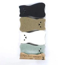 Cat Shaped Large Kitchen Sponges, 4-Packs, 2-Packs, Assorted Colors, Decorative Dish Washing Scrubbers, Heavy Duty, Non-Scratch Brush, (4, Assorted (Black, Grey, White, Blue))