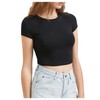 SweatyRocks Women's Basic Short Sleeve Scoop Neck Crop Top Black