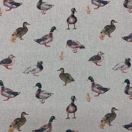 Discover Lifestyle & Fashion Fabrics Mallard Ducks Digital Print Design Cotton Rich Linen Look Fabric For Curtains Blinds Craft Quilting Patchwork & Upholstery 55" 140cm Wide – Sold by the Half Metre