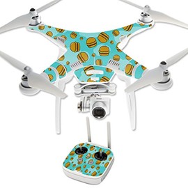 MightySkins Skin Compatible with DJI Phantom 3 Professional Quadcopter Drone wrap Cover Sticker Skins Burger Heaven