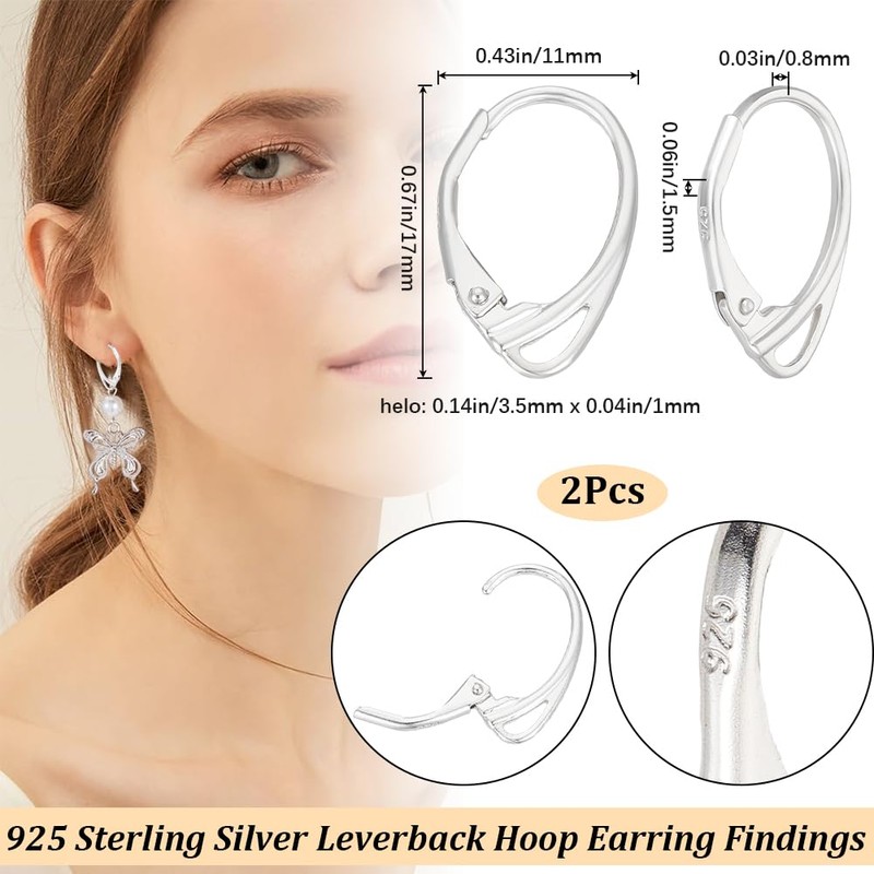Beebeecraft 1 Box French Hook Earring Hooks 925 Sterling Silver