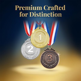 RAINFLOW 9 Pieces Gold Silver Bronze Award Medals - 1st 2nd 3rd Place Metal Olympic Style for Sports, Competitions, Talent Shows, 2 Inches Winner Medals with Neck Ribbon
