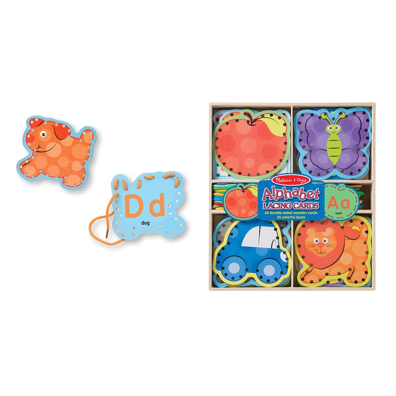 Melissa & Doug Alphabet Wooden Lacing Cards With Double-Sided Panels