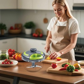 Onion Cutter, Onion Cutter with Pulley, Green Onion Chopper, Vegetable Cutter, Household Drawstring Design, Manual Vegetable Chopper, Shredder Meat Mixer, Kitchen Supplies 500 ml