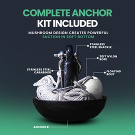 Newport Premium 5lb Mushroom Anchor Kit w/Bag, Rope, Buoy, & Stainless Hardware