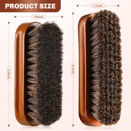 2 Pcs Horsehair Shine Shoes Brush Kit Polish Dauber Applicators Cleaning Leather Shoes Boots Care Brushes Suede Cleaner Brush(Brown Concaved Brush)
