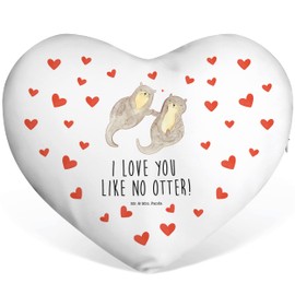 Mr. & Mrs. Panda Heart Cushion Otter Holding Hands Gift Couple Sea Otter Sea Otter Lake Otter Decorative Cushion Ottler Heart Shape