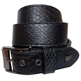Lowlife Adder Leather Belt in Black Snakeskin