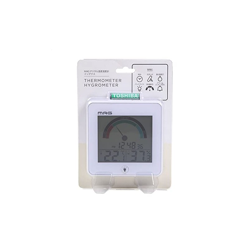 MAG TH-104WH Thermometer/Hygrometer, Digital Index, Clock Environment Estimated Display, Backlight,