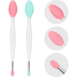 Unaone Cepillo Exfoliante Labial, 2 Piezas de Doble Punta, Exfoliante Labial Y Cepillo de Silicona para Labios, Herramienta Exfoliante Labial de Silicona 2 En 1, Aplicador de Mascarilla Labial, Exfoli
