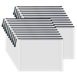 COWORK-UP 20PCS A4 Plastic Zip Wallets Board Game Storage Zip Bags Home Travel Organiser, A4 Document Folders Mesh Zipper Pouch Bags for Office School Supplies