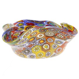 GlassOfVenice Murano Glass Golden Quilt Millefiori Decorative Bowl