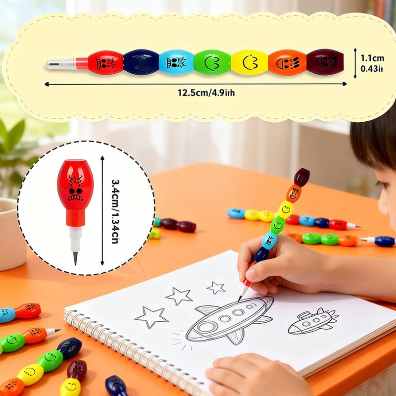 TUGHJXY 32 Pcs Stackable Pencils, Funny Stacking Pencils, Cute Rainbow
