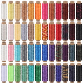 Jupean 48 Colors Waxed Thread, Leather Thread for Hand Sewing, Book Binding Thread, Waxed Leather Thread Leather Stitching Thread for Hand Sewing Leather Craft DIY Bookbinding