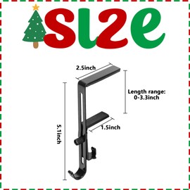 Alpurple 6 PCS Adjustable Christmas Metal Stocking Hooks Hanger for Mantle, Black