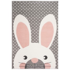 Safavieh Carousel Kids Collection CRK168P Bunny Ear Nursery Playroom Area Rug, 3'3" x 5'3", Pink / Grey