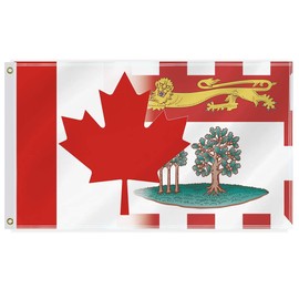 3×5 FT Canada Prince Edward Island Province Combo Flag,Large Canadian PEI Decor,Double Side Digital Printed 150D Polyester Banner with Canvas Header Brass Grommet for Outdoor Indoor Parade Car