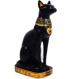 KiaoTime 9.5" Ancient Egypt Egyptian Cat Figurine, Goddess Bast Cat Pharaoh Figurine, Cat Statue, Collectible Figurine, Cat Sculpture Home Decor Statue