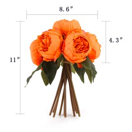 Louiesya Artificial Fake Flowers Peony Plants Silk Flower Arrangements Wedding Bouquets Decorations Plastic Floral Table Centerpieces Home Kitchen Garden Party Décor (Orange)