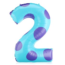 Charnoel Monster Number 2 Balloons 40 Inch Monster Theme Birthday Party Decorations Large Foil Balloons for Girls Boys Birthday Baby Shower Party Backdrop Celebration Supplies