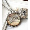 World Globe Chain with Camera and Pearl Necklace 70 cm