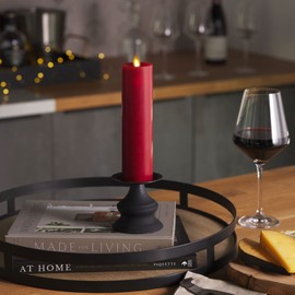 Luminara Classic Slim Flameless LED Candle, Burgundy 2" x 7.9", Battery Operated Moving Flame Pillar w/Timer, Safe Realistic Wax Candle, Home Decor