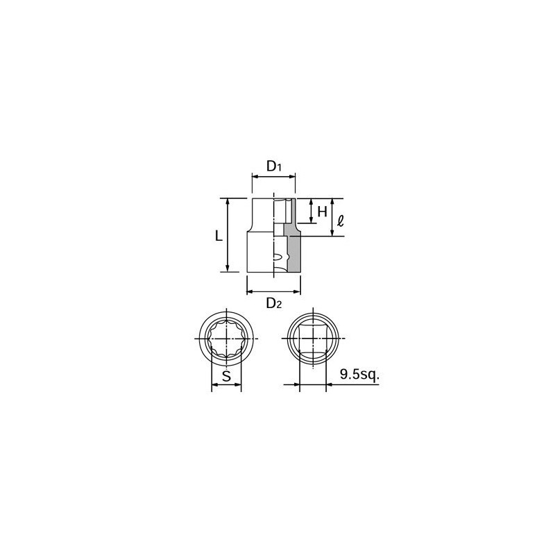 Kyoto Machine Tools (KTC) Socket 12 Angle B3-24W-H Drive: 0.37